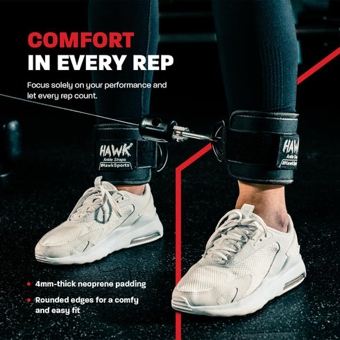 Hawk Sports Ankle Straps for Cable Machines, Pair for Enhanced Booty, Glute, Leg Workouts, Portable