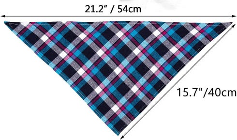 Segarty Dog Bandanas, 30 Pack 22.8"x15.7" Triangle Plaid Bibs for Medium Small Dogs