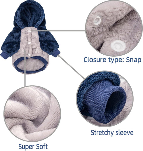 FabriCastle Dog Hoodie Sweater, Ultra Soft and Warm Dog Coat for Small or Medium Dogs, Pet Jacket for Boy or Girl (Grey