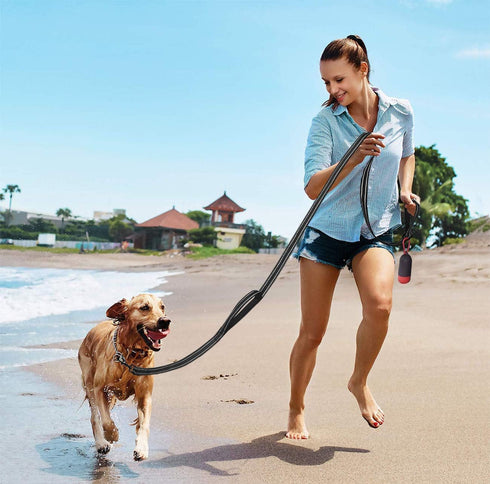 JSXD Heavy Duty Dog Leash - 5 FT Double Handle with Padded Reflective Rope for Small to Large Dogs