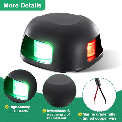 TRUTIDAL 12V Bow Lights for Boats,Boat Navigation Lights LED Waterproof Red and Green boat running lights for Fishing