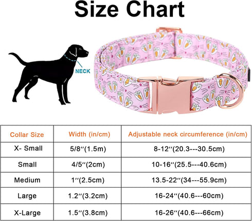 Maca Bates Easter Dog Collar with Breakaway Bow Tie, Cute Pink Adjustable Collar for Small Medium Large Dogs