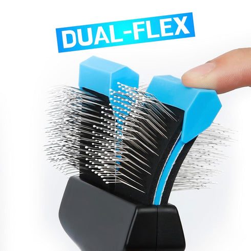 Dual Flex Slicker Brush - Gentle Grooming Tool for Sensitive Dogs & Cats, Ideal for Long Hair, Removes Undercoat and