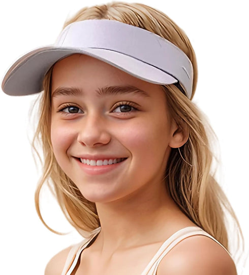 Jastore Kids Sun Visor Hat, Lightweight Cotton Girls Baseball Hat, Boys Adjustable Sports Tennis Golf Visor Cap
