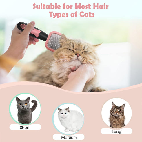 Slicker Brush, PETPAWJOY Dog Brush for Gently Cleaning Shedding Dog Hair for Small Dogs and Cats (Pink)