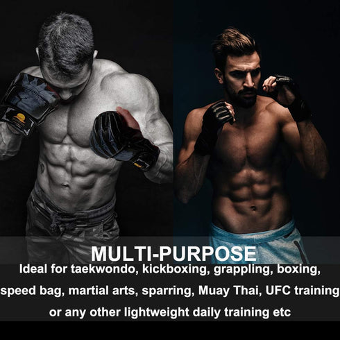 ZooBoo MMA Gloves, Half-Finger Boxing Fight Gloves with Adjustable Wrist Band, UFC Gloves for Training