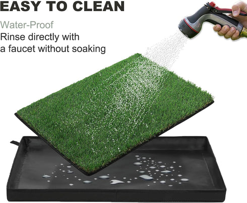 HQ4US 4LEGS (2315) 2 Dog Grass Pad with Foldable Dog Litter Box, Small Liner Base for Balcony, Artficial Grass Pee Pads