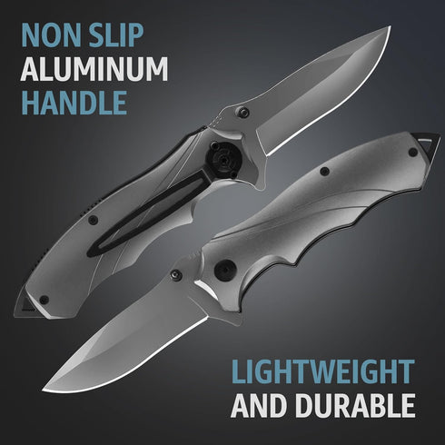 Tactical Pocket Knife for Men, Folding Knife with Glass Breaker and Pocket Clip, Cool Military Camping Gift 6495
