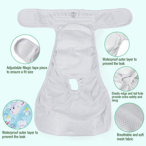 Pet Soft Female Dog Diapers, 3 Pack Washable Period Panties for Dogs in Heat, Reusable Puppy Diapers, L