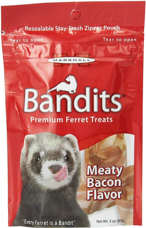 Marshall Bandits Ferret Treat Meaty Bacon, 1.875lbs (10 x 3oz)