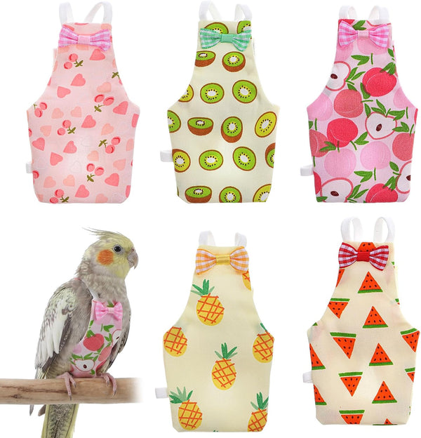 HJZHII 5 Pcs Bird Diaper, Parrot Nappy with Waterproof Inner Cute Parrot Pants