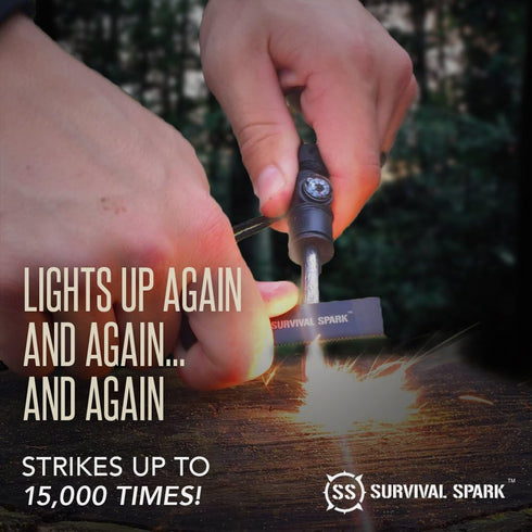 SharpSurvival Spark Fire Starter Kit, Magnesium Ferro Rod, Emergency Multitool for Camping, Hiking, Hunting