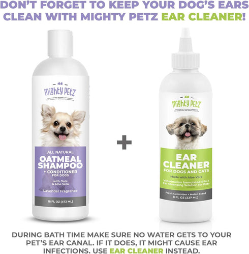Mighty Petz 2-in-1 Oatmeal Dog Shampoo and Conditioner, 16 oz for Allergies & Sensitive Skin