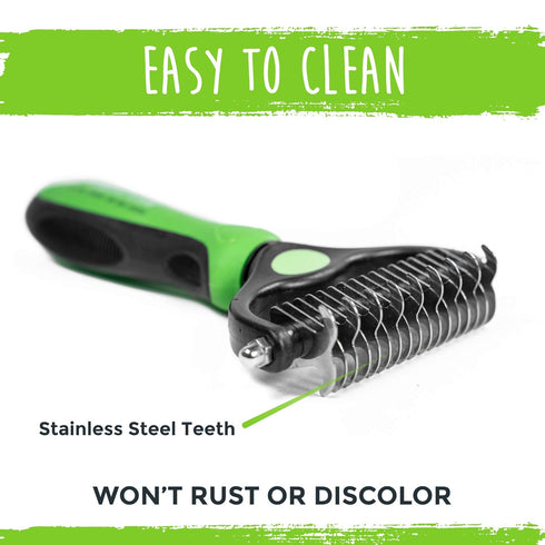Mighty Paw Dog Grooming Brush - 2-In-1 Dual Sided Comb with Round Tip for Maximum Coat Penetration