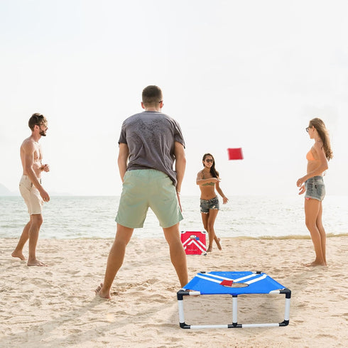 Set Set 2 8 Portable Cornhole PVC Framed Corn Holes Outdoor Game with Cornhole Boards, Cornhole Bean Bags and Carrying