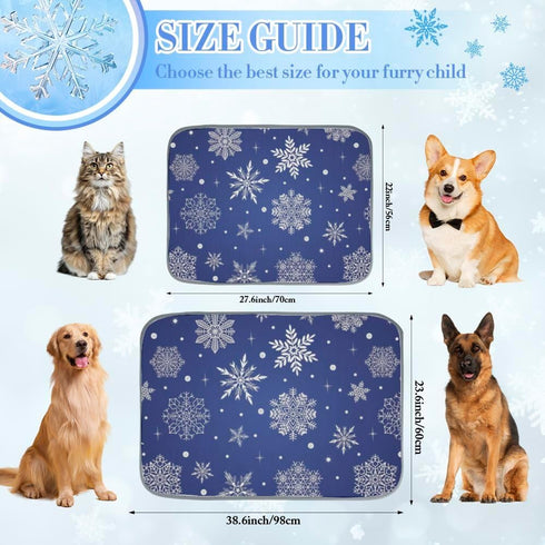 Generic 28" X22" Cool Mat for Dogs Ice Silk Dog Cool Mat Snowflakes Car Dog Bed Washable Pet Cooling Pad Cooling Mats