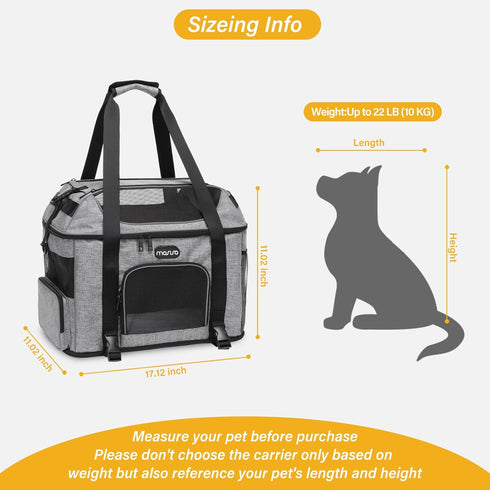 MOSISO Airline Approved Pet Carrier - Top-Expandable Soft Carrier Bag for Small Medium Cats/Dogs Under 22 LB, Grey