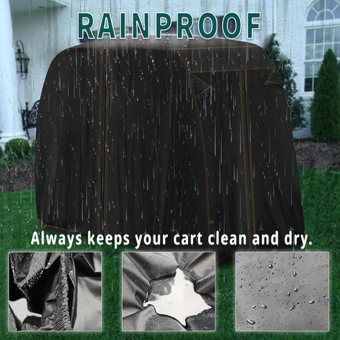 Golf Cart Covers for 4 Passenger+2 Passenger, 420D Heavy Duty Waterproof Windproof for EZGO Club Car Yamaha
