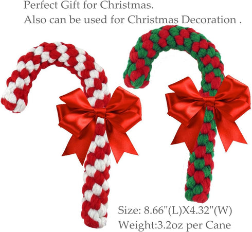 Candy Cane Rope Toy - Puppy Chew Dog Toys, Interactive Cotton Rope Toys for Medium & Large Dogs