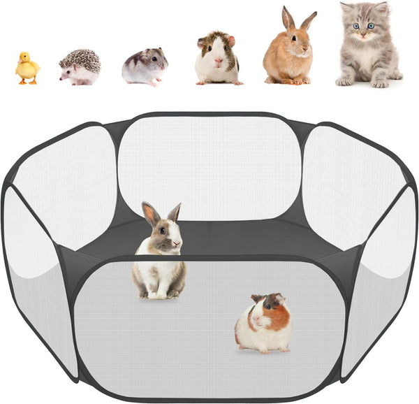 Small Animals C&C Cage Tent Breathable Transparent Pet Playpen Outdoor/Indoor Exercise Fence