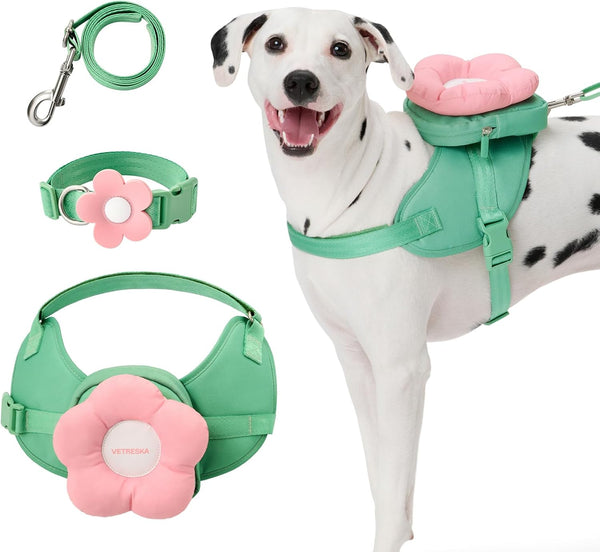 VETRESKA Flora Dog Harness, Leash and Collar Set | No Pull Vest Harness for Walking and Training, Adjustable, M
