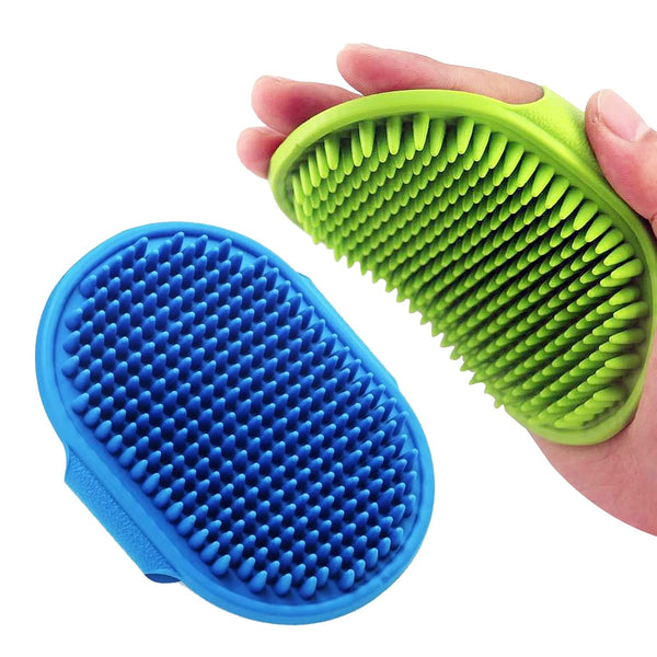 Dog Grooming Brush, Lilpep Pet Shampoo Bath Brush, Soothing Massage Rubber Comb for Long Short Haired Dogs (Blue+Green,