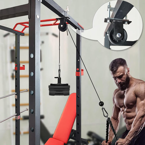 KORIKAHM Upgraded Cable Pulley System, LAT Pull Down Machine for Home Gym Strength Training