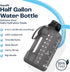 64 oz 2in1 AQUAFIT Half Gallon Water Bottle with Time Marker - Straw & Chug Lid - BPA Free Gym Water Bottle with Straw