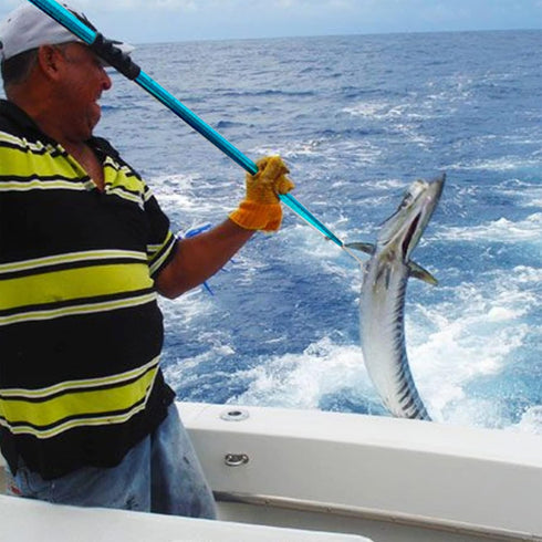 SANLIKE Telescopic Fish Gaff with Stainless Sea Fishing Spear Hook Tackle, Soft Handle Aluminum Alloy Pole for