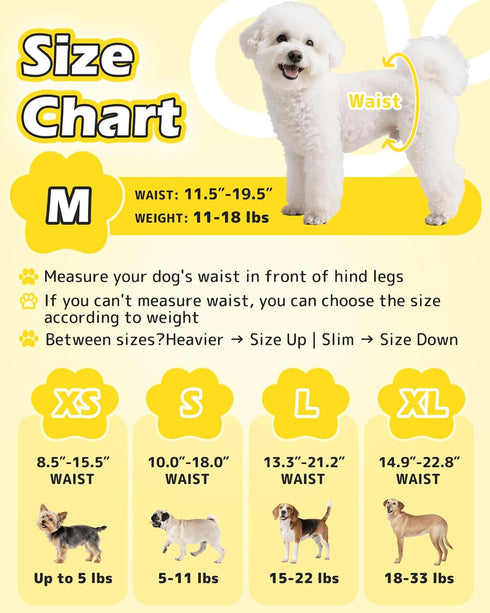 Waist-36Pcs, 360 Dono Dog Diapers Female with Stretchy Disposable Full Wrap Female Puppy Dog in Heat Period Diapers