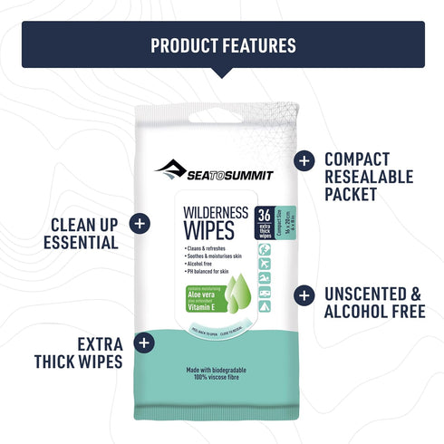 Summit Sea to Wilderness Wipes Rinse-Free Shower Wipes