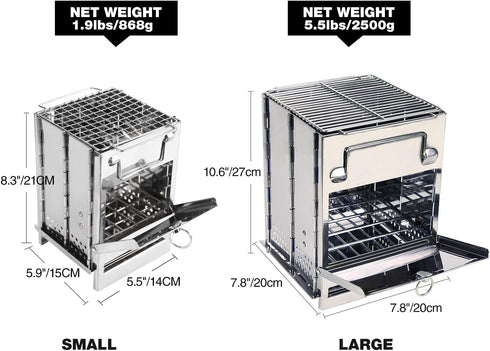 REDCAMP Portable Wood Burning Camp Stove, Large Folding Rocket Stove for Hiking Camping Picnic BBQ