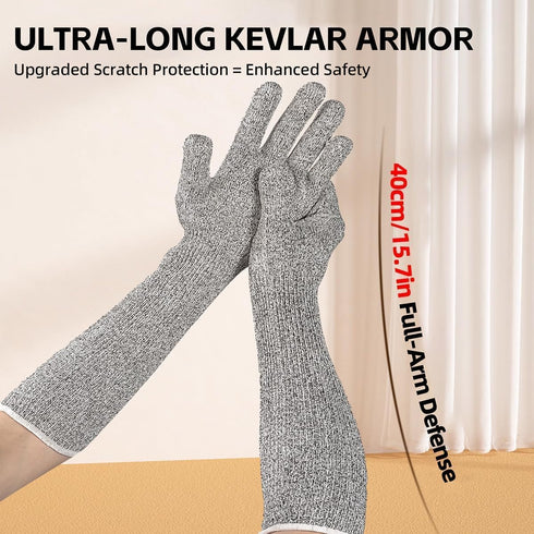15.7 Trimming Ultra-Flexible Pet Handling Sleeves: Kevlar Scratch-Resistant Gloves for Cat Grooming, Nail & Arm