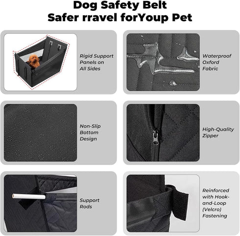 glozaic Large Dog Car Seat Integrated Hard-Back, Durable Waterproof Rear Seat Extension Pad Features Dual mesh Windows