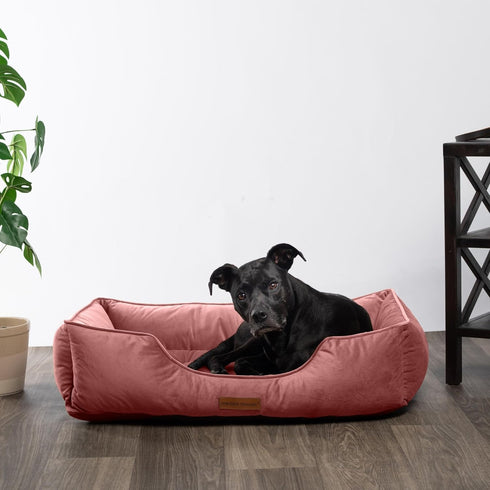 Modern Threads Luxury Dog Bed - Comfortable Tufted Velvet Cushion for Small to Large Dogs, Machine Washable, Rosewood