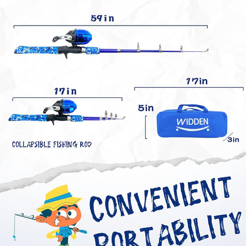 Kids Fishing Pole, Portable Telescopic Fishing Rod and Reel Combo Kit with Tackle Box, Best for Youth