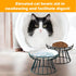 Ceramic Cat Bowls with Metal Stand, 2 Pack Elevated Shallow Dish for Indoor Cats, Puppies, Small Dogs