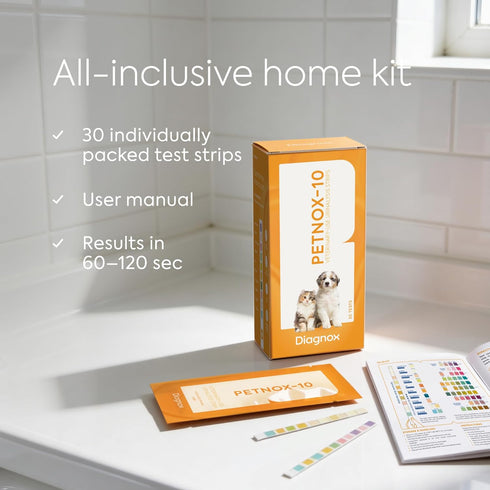 10-Parameter 30 Packed DIAGNOX HEALTH PETNOX Cat & Dog Urine Test Strips - x Individually & Veterinary Grade Tests
