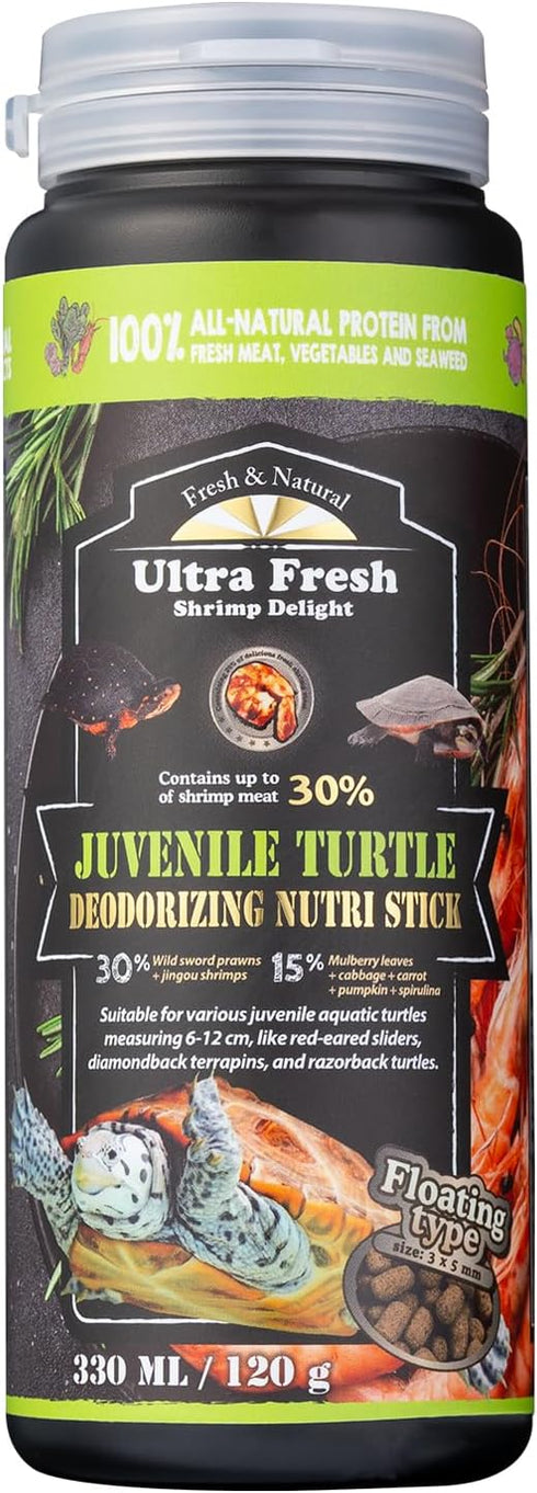 Ultra Fresh Floating Juvenile Turtle Food, All Natural Ingredients, 3.35 oz Nutri Stick with Probiotics