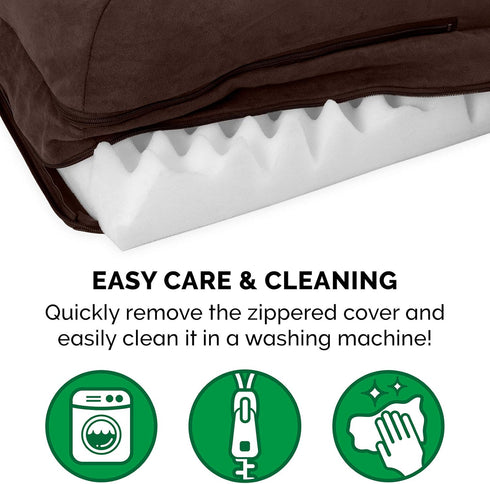 Furhaven Orthopedic Dog Bed for Large/Medium Dogs, Removable Bolsters & Washable Cover, Two-Tone Plush Faux Fur,