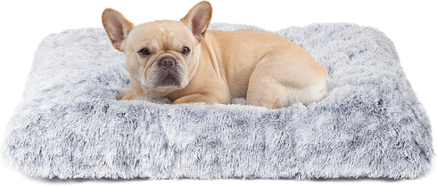 EHEYCIGA Fluffy Dog Crate Bed for Medium Dogs, Plush Faux Fur Anti-Anxiety Bed, Washable Soft Warm Mat with Non-Slip