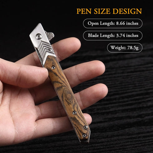 Pocket Knife for Men, Tanto Folding Knife with Sheath, Slim Gentleman's EDC Knives for Outdoor