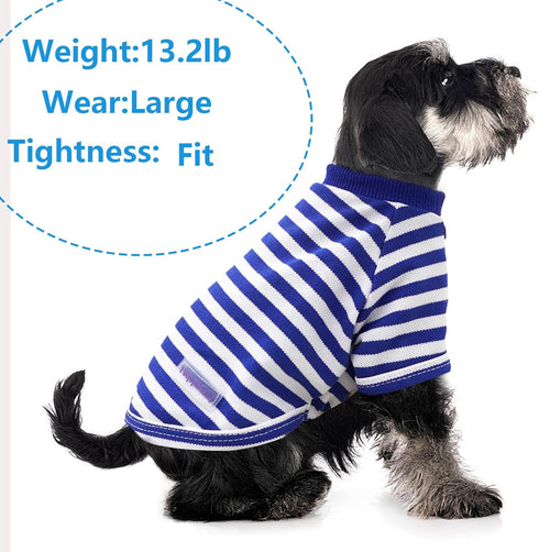 2 Pieces Stripe Dog Clothes for Small Dogs Summer Dog Shirt Cute Soft Puppy Clothes Bresthable Chihuahua Cat Clothes XS~XXL Pet Clothing (Blue, XX-Large)