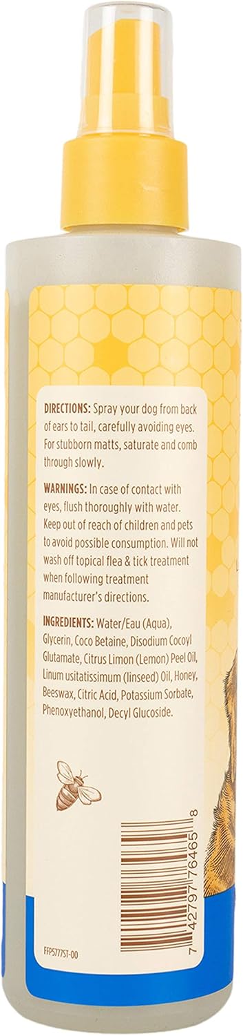 Burt's Bees for Pets Naturally Derived Detangling Spray - Dog and Puppy Fur Detangler Spray, 10 Ounces - 2 Pack