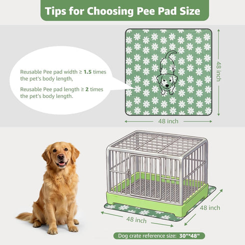 (48"x48",2 Packs) LOOBANI Extra Large Whelping Pad, Non-Slip Dog Pee Pads Washable, Fast Absorbent Reusable Pee Pads