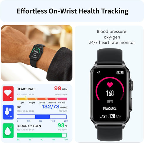 FITVII Nexa Fitness Tracker, Smart Watch with Blood Pressure, Blood Oxygen, 24/7 Heart Rate Monitor, Step Counter