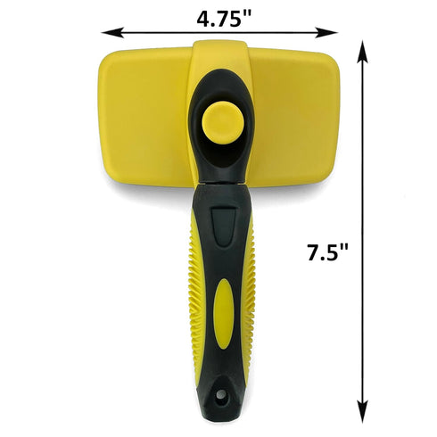Self-Cleaning Grooming Brush for Dogs and Cats, Retractable Bristles for Easy Hair Removal - 7.5" Size