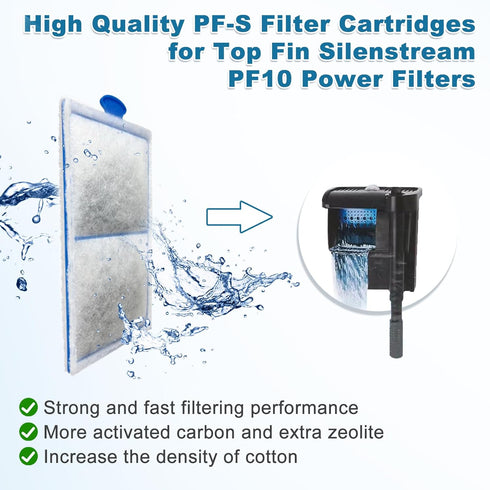 driamor 16 Pack Filter Cartridges for Top Fin PF-S Filters, Small Fish Tank Filters with Zeolite