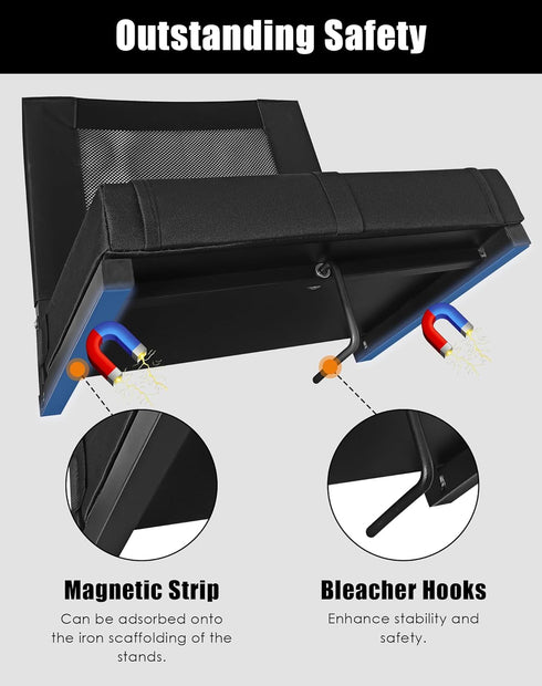 MOIICARE (1, Stadium Seats for Bleachers with Back Support, Bleacher Chairs with Backs and Cushion Wide, Portable