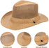 Unisex Fishing Hats Wide Brim Straw Panama Hat Fedora Beach Sun Hat UPF50+